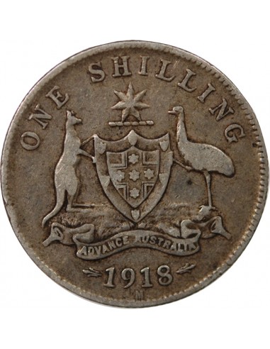 AUSTRALIE, GEORGE V - SHILLING ARGENT 1918 M MELBOURNE