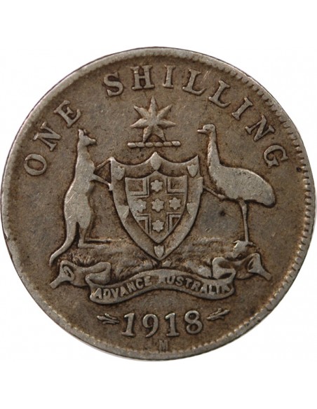 AUSTRALIE, GEORGE V - SHILLING ARGENT 1918 M MELBOURNE