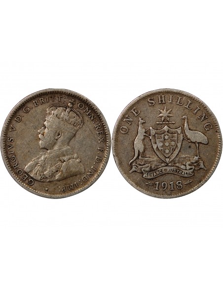 AUSTRALIE, GEORGE V - SHILLING ARGENT 1918 M MELBOURNE