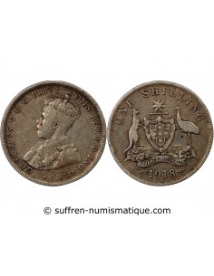 AUSTRALIE, GEORGE V - SHILLING ARGENT 1918 M MELBOURNE