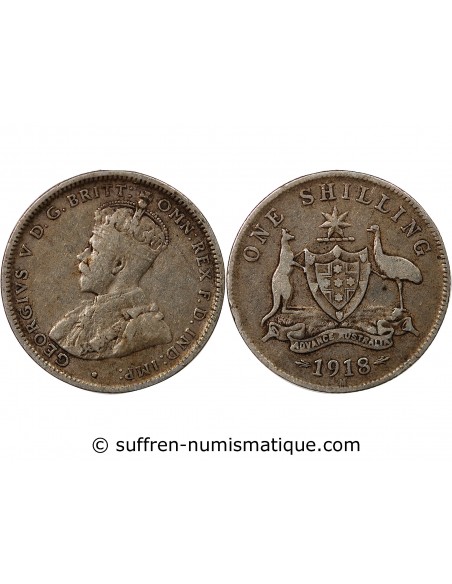 AUSTRALIE, GEORGE V - SHILLING ARGENT 1918 M MELBOURNE