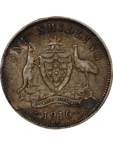 AUSTRALIE, GEORGE V - SHILLING ARGENT 1916 M MELBOURNE