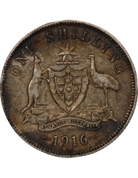 AUSTRALIE, GEORGE V - SHILLING ARGENT 1916 M MELBOURNE