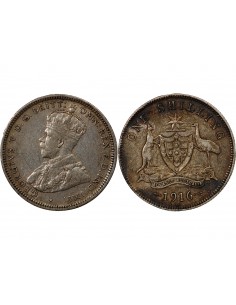 AUSTRALIE, GEORGE V - SHILLING ARGENT 1916 M MELBOURNE 2