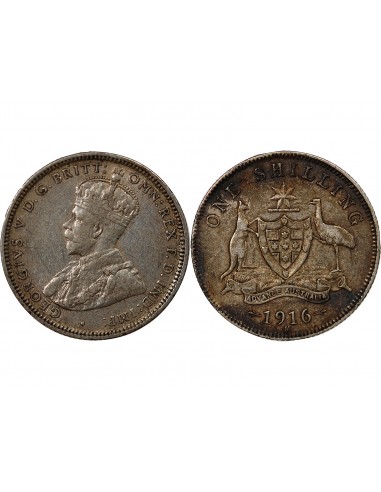 AUSTRALIE, GEORGE V - SHILLING ARGENT 1916 M MELBOURNE