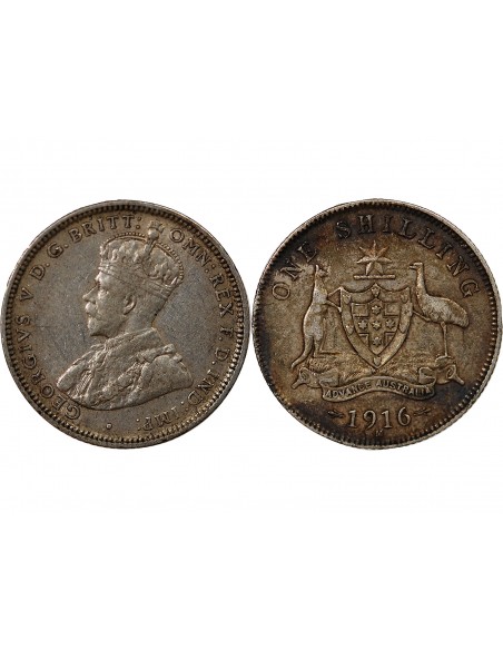 AUSTRALIE, GEORGE V - SHILLING ARGENT 1916 M MELBOURNE