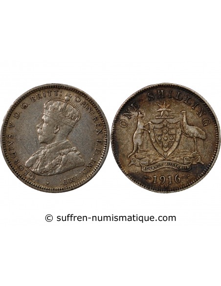 AUSTRALIE, GEORGE V - SHILLING ARGENT 1916 M MELBOURNE