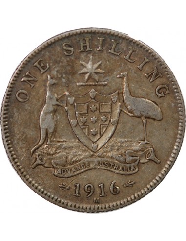 AUSTRALIE, GEORGE V - SHILLING ARGENT 1916 M MELBOURNE