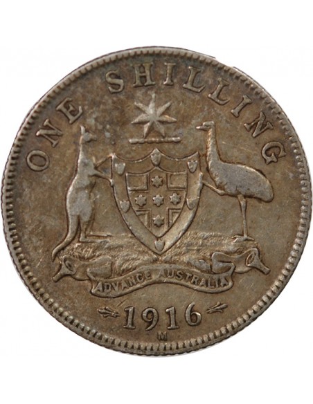 AUSTRALIE, GEORGE V - SHILLING ARGENT 1916 M MELBOURNE