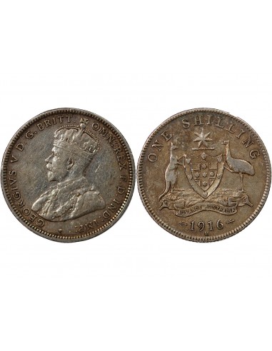 AUSTRALIE, GEORGE V - SHILLING ARGENT 1916 M MELBOURNE