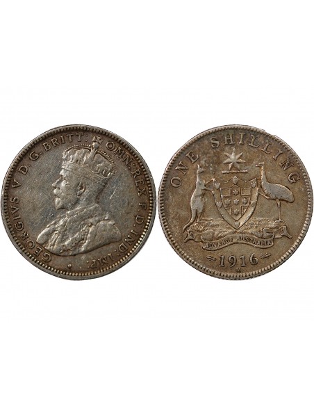 AUSTRALIE, GEORGE V - SHILLING ARGENT 1916 M MELBOURNE