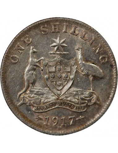 AUSTRALIE, GEORGE V - SHILLING ARGENT 1917 M MELBOURNE