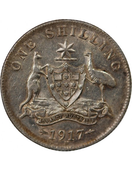 AUSTRALIE, GEORGE V - SHILLING ARGENT 1917 M MELBOURNE