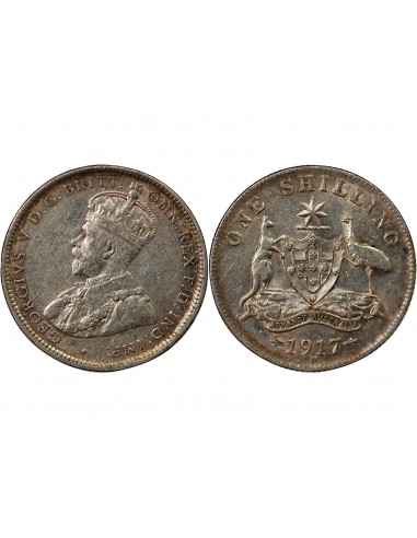 AUSTRALIE, GEORGE V - SHILLING ARGENT 1917 M MELBOURNE