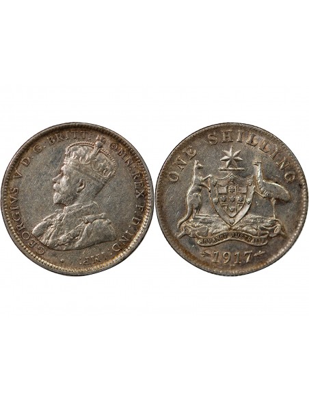 AUSTRALIE, GEORGE V - SHILLING ARGENT 1917 M MELBOURNE