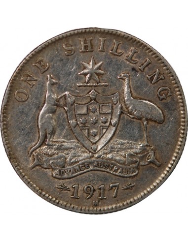AUSTRALIE, GEORGE V - SHILLING ARGENT 1917 M MELBOURNE