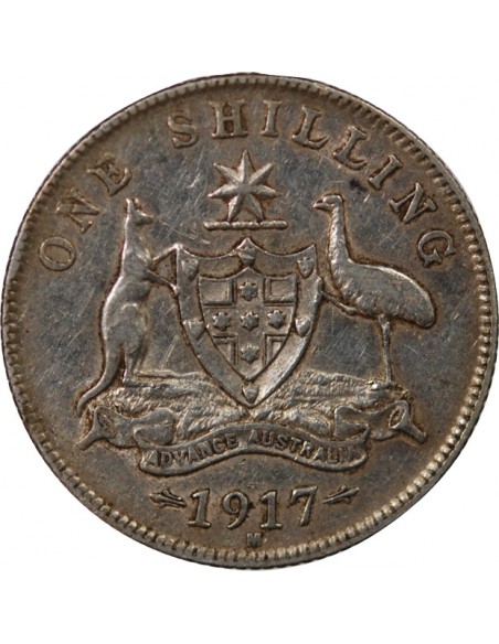AUSTRALIE, GEORGE V - SHILLING ARGENT 1917 M MELBOURNE
