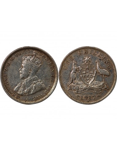 AUSTRALIE, GEORGE V - SHILLING ARGENT 1917 M MELBOURNE