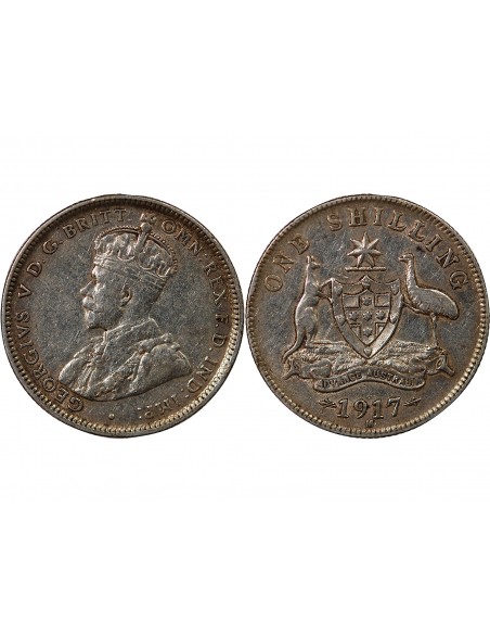 AUSTRALIE, GEORGE V - SHILLING ARGENT 1917 M MELBOURNE