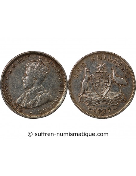 AUSTRALIE, GEORGE V - SHILLING ARGENT 1917 M MELBOURNE
