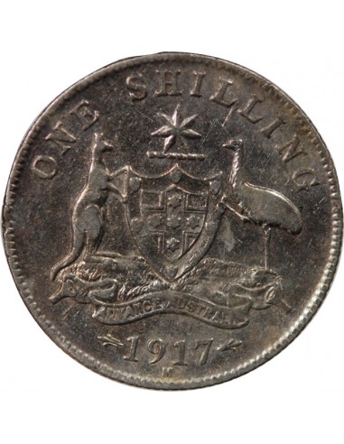 AUSTRALIE, GEORGE V - SHILLING ARGENT 1917 M MELBOURNE
