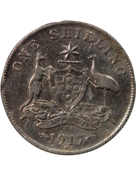 AUSTRALIE, GEORGE V - SHILLING ARGENT 1917 M MELBOURNE
