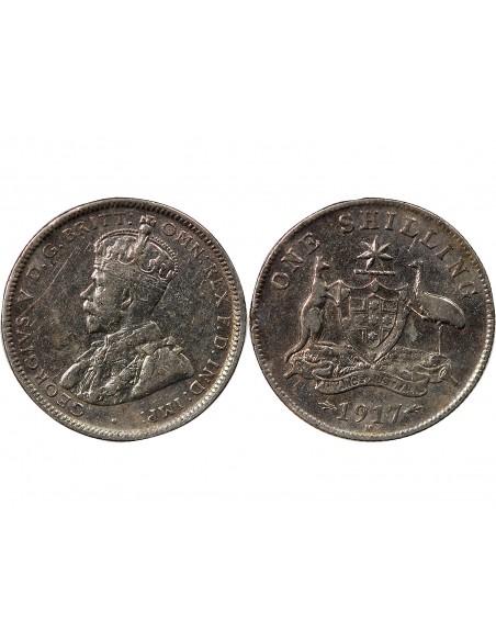 AUSTRALIE, GEORGE V - SHILLING ARGENT 1917 M MELBOURNE