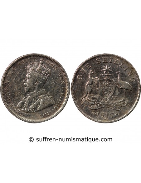 AUSTRALIE, GEORGE V - SHILLING ARGENT 1917 M MELBOURNE