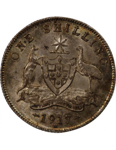 AUSTRALIE, GEORGE V - SHILLING ARGENT 1917 M MELBOURNE