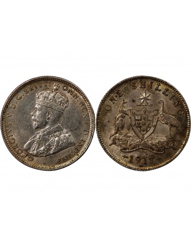 AUSTRALIE, GEORGE V - SHILLING ARGENT 1917 M MELBOURNE