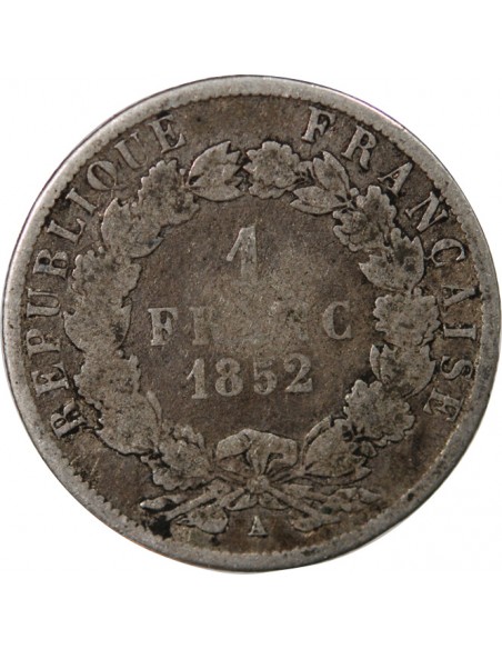 LOUIS-NAPOLEON BONAPARTE - 1 FRANC ARGENT 1852 A PARIS
