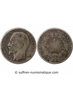 LOUIS-NAPOLEON BONAPARTE - 1 FRANC ARGENT 1852 A PARIS