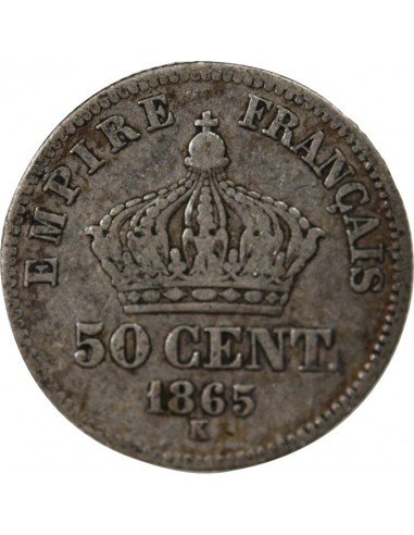 NAPOLEON III - 50 CENTIMES ARGENT 1865 K BORDEAUX