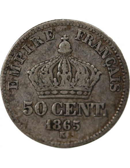 NAPOLEON III - 50 CENTIMES ARGENT 1865 K BORDEAUX