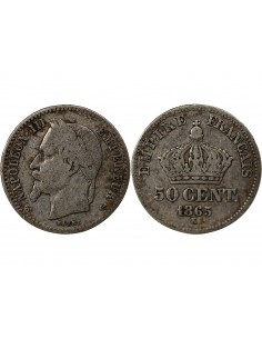 NAPOLEON III - 50 CENTIMES ARGENT 1865 K BORDEAUX 2