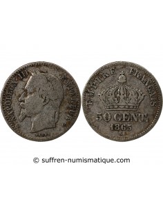 NAPOLEON III - 50 CENTIMES ARGENT 1865 K BORDEAUX