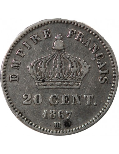 NAPOLEON III - 20 CENTIMES ARGENT 1867 BB STRASBOURG