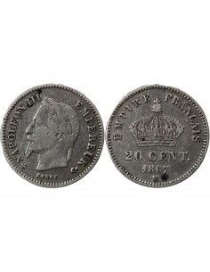 NAPOLEON III - 20 CENTIMES ARGENT 1867 BB STRASBOURG 2