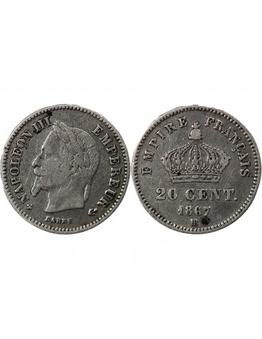 NAPOLEON III - 20 CENTIMES ARGENT 1867 BB STRASBOURG