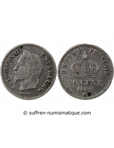 NAPOLEON III - 20 CENTIMES ARGENT 1867 BB STRASBOURG