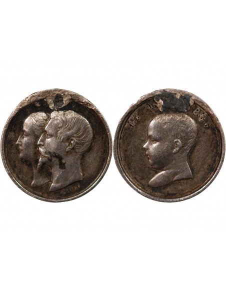 NAPOLEON III, EUGENIE - MEDAILLETTE BAPTEME DE LOUIS NAPOLEON BONAPARTE - 14 JUIN 1856
