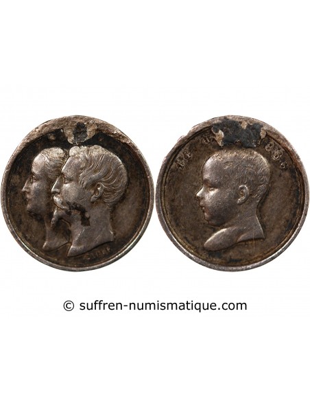 NAPOLEON III, EUGENIE - MEDAILLETTE BAPTEME DE LOUIS NAPOLEON BONAPARTE - 14 JUIN 1856
