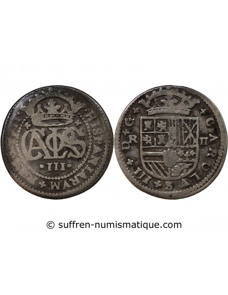 PRINCIPAUTE DE CATALOGNE, CHARLES III - 2 REALES ARGENT 1711 BARCELONE