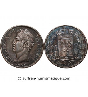 CHARLES X - 5 FRANCS ARGENT 1830 W LILLE