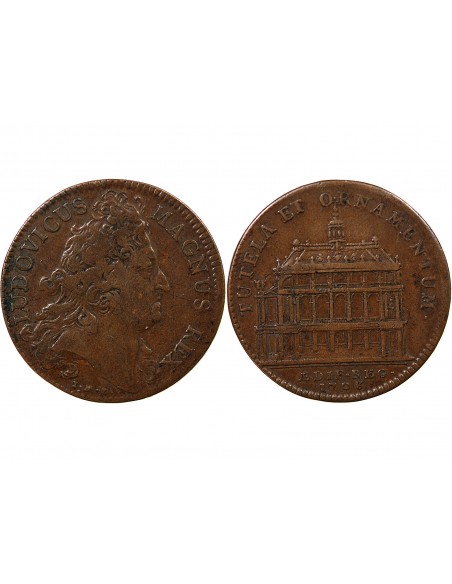 CHAPELLE DE VERSAILLE, LOUIS XIV - JETON CUIVRE 1708