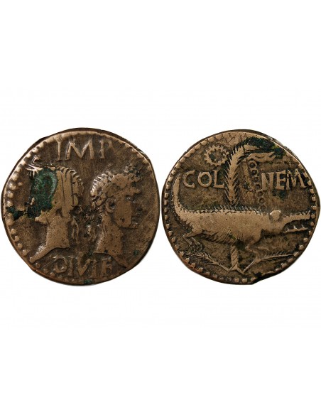 NEMAUSUS, NIMES, AUGUSTE ET AGRIPPA - DUPONDIUS 29 AV JC / 10