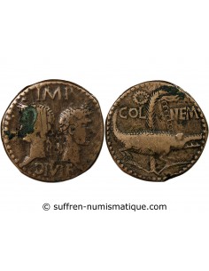 NEMAUSUS, NIMES, AUGUSTE ET AGRIPPA - DUPONDIUS 29 AV JC / 10
