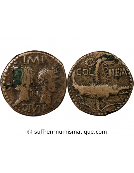 NEMAUSUS, NIMES, AUGUSTE ET AGRIPPA - DUPONDIUS 29 AV JC / 10