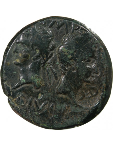 NEMAUSUS, NIMES, AUGUSTE ET AGRIPPA - DUPONDIUS 29 AV JC / 10 CONTREMARQUE DD