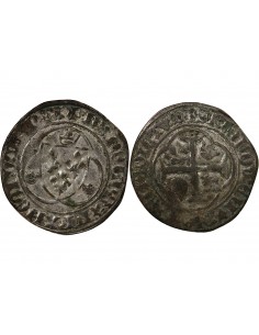 CHARLES VII - BLANC A LA COURONNE 1455 / 1461 ROUEN 2